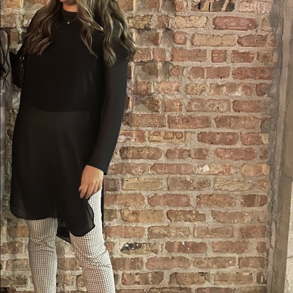 Zara Mixed Fabric Mesh tunic